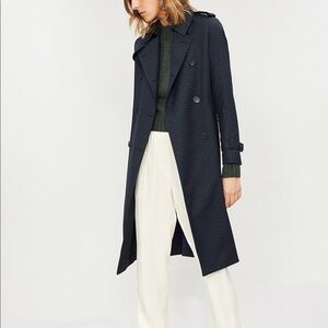 Sandro Blue Rosale Windowpane Check Woven Coat Sz 6